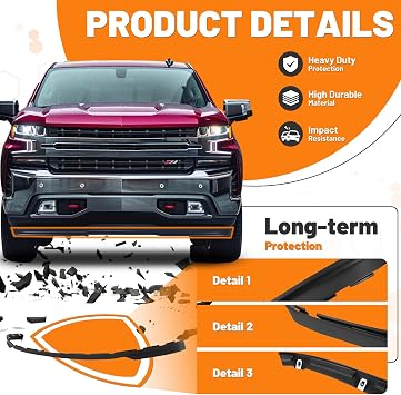 KUAFU Front Lower Bumper Air Dam Deflector Compatible with 2016-2018 Chevy Chevrolet Silverado 1500, 2019 Silverado 1500 LD Models Replace for GM1092250, 23496677 Valance Panel Plastic