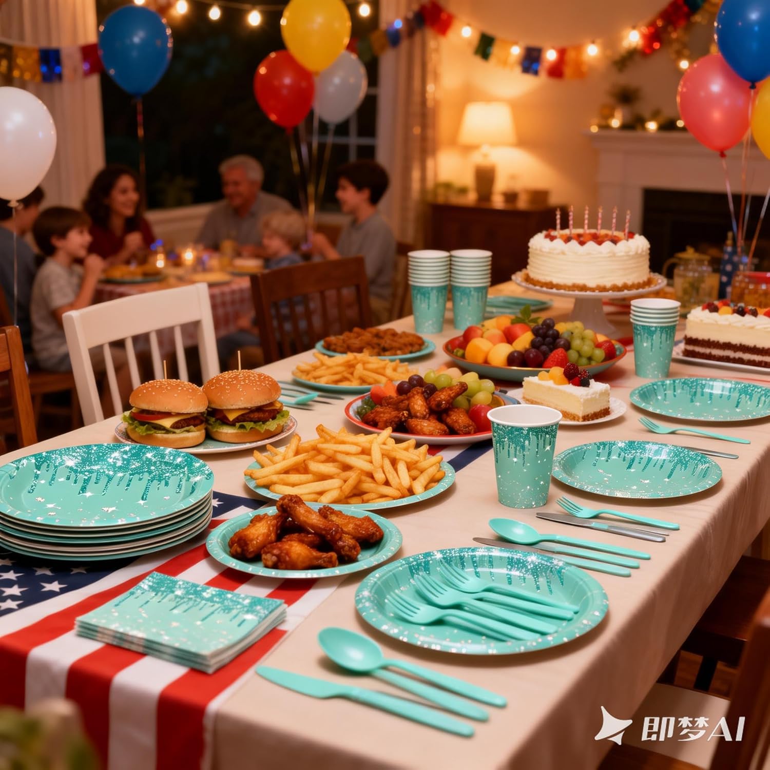 Gold Tassel Party Supplies Set for 50 Guests - Disposable Paper Plates, Cups, Napkins & Heavy Duty Plastic Silverware, Elegant Tableware for Birthday, Graduation, Wedding, Festivals (50, blue)