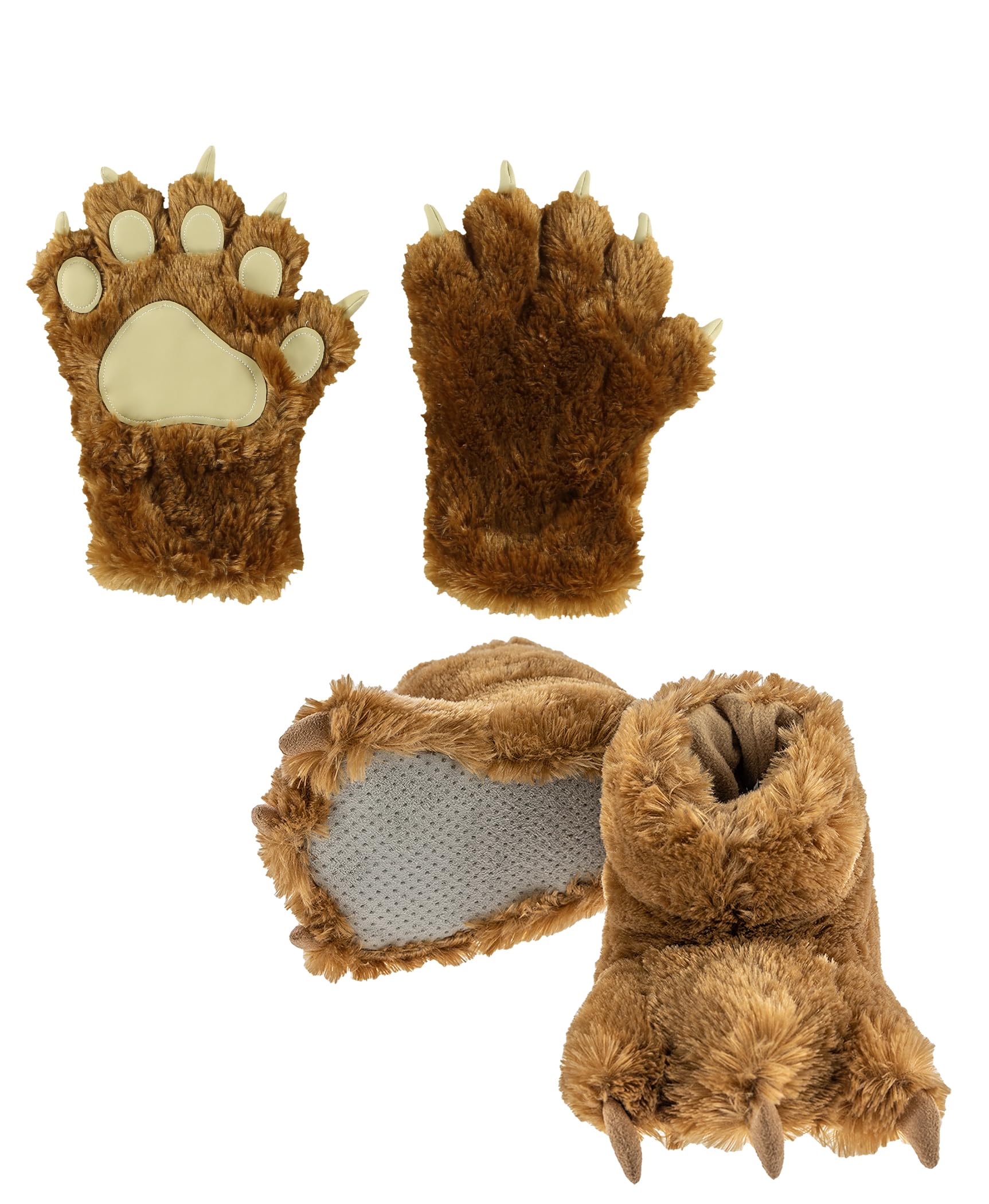 Paw Mittens and Slippers Set, Cute Animal Accessories for Kids and Adults