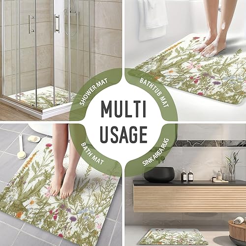 Miniatura 24 de Tapete de ducha cuadrado, 24 x 24 pulgadas, antideslizante, bohemio, tapete de ducha de cloruro de polivinilo de secado rápido para ducha, bañera