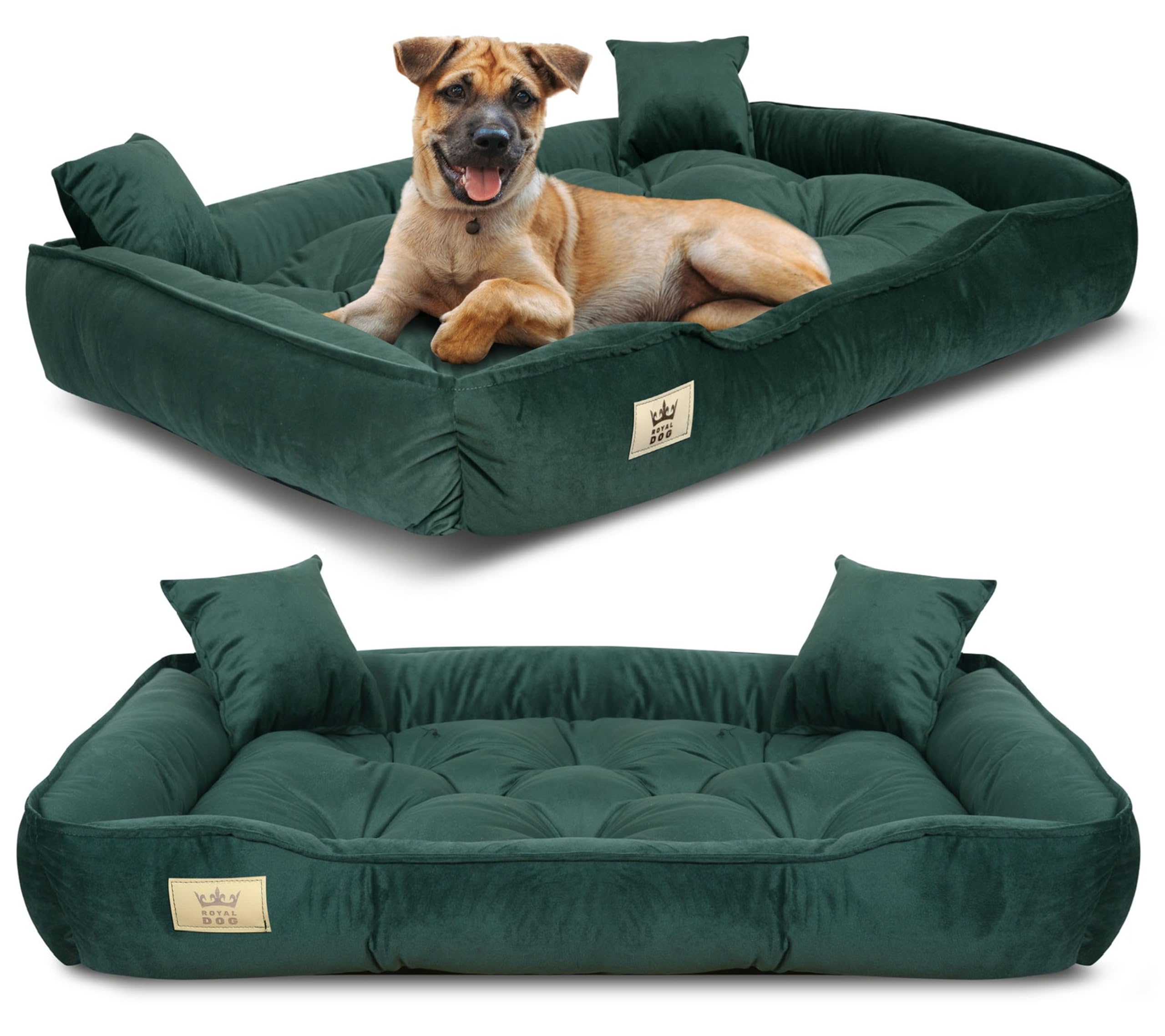 Un lit pour très Grands Chiens XXL 130x105 cm | Lit pour Chien Lavable, Ultra Doux | Canapé Chien Orthopedique | Moelleux et Douillet, Super Doux | Made in EU Vert