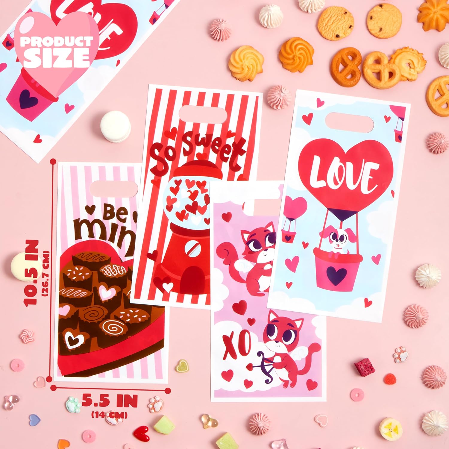JOYIN 48 Pcs Valentines Day Gift Bags, Goodie Bags with Foam Stickers ,Treat Bag for Valentine Party Favors Gifts,Kids Party Favor Supplies, Classroom Exchange Prizes