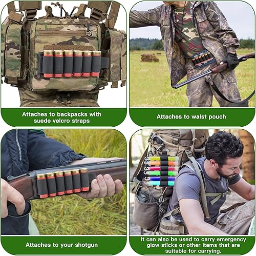 Miniatura 5 de Bucles de soporte de proyectiles de escopeta de calibre 12, paquete de 2 soportes de munición Shogun con calcomanías traseras de velcro adherentes