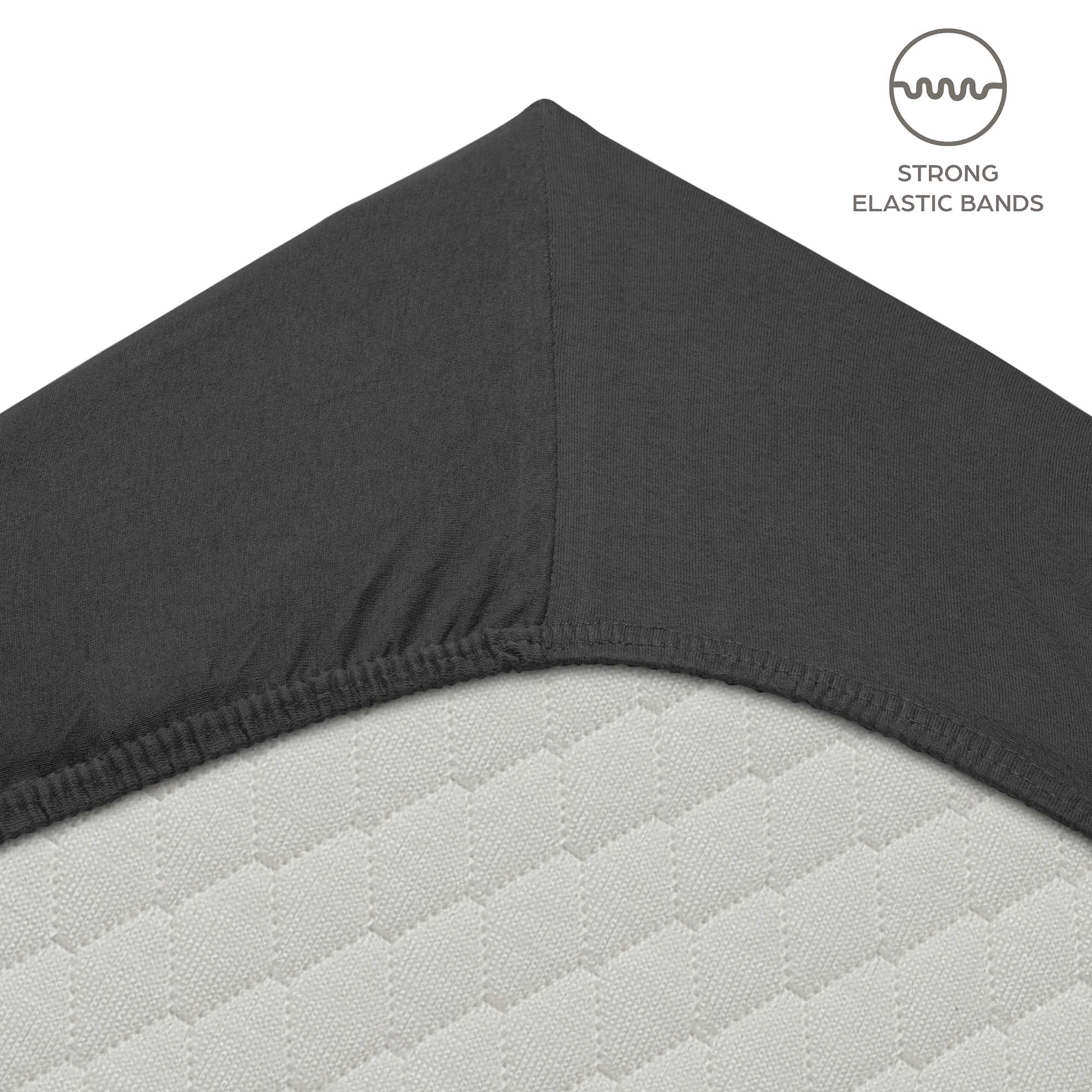 Lenzuola Matrimoniali con Angoli 160x200 cm Grigio Scuro in Cotone per Letto con Materasso fino a 30cm Tessuto Anti-Acaro e Ipoallergenico di Alta Qualità Morbido e Lavabile in Lavatrice