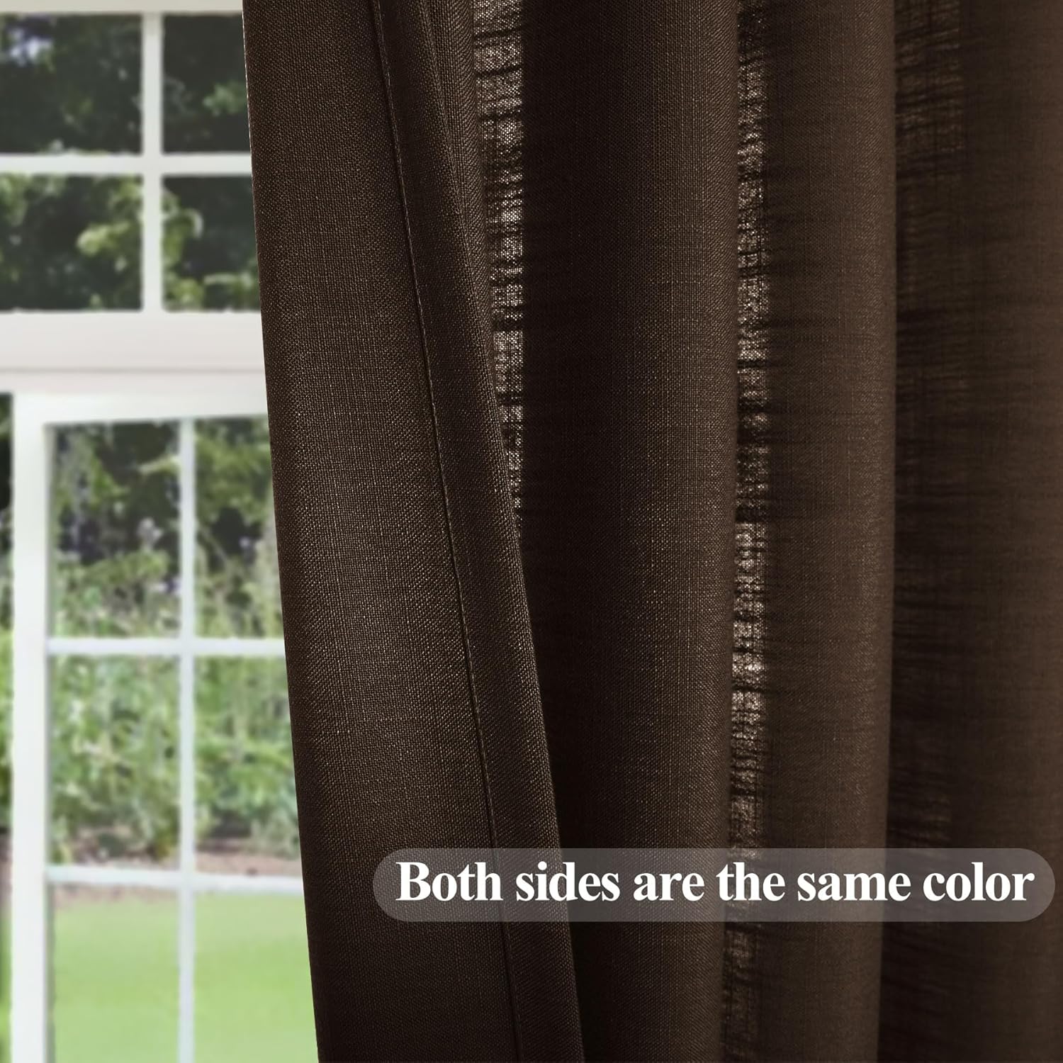 Frelement Linen Solid Color Curtains Extra Long 18ft Curtains Light Filtering Semi Sheer Curtains for Sliding Glass Door Pinch Pleat Curtain Panel, 50" W x 216" L, 2 Panels, Brown