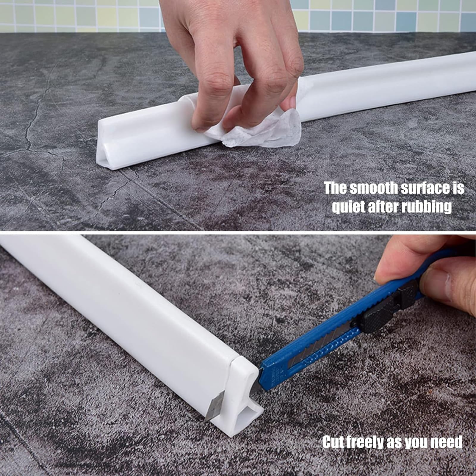 Striscia di tenuta per diga d'acqua, pieghevole in silicone per stanza umida Barriera per pavimento Soglia doccia Diga d'acqua, per lavello della cucina Doccia da bagno Striscia di blocco dell'acqua (