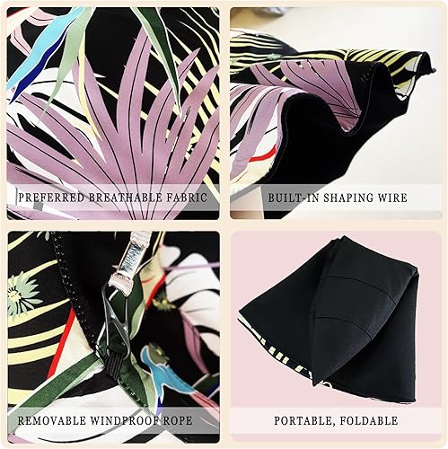 Miniatura 5 de KEYDUACU Sombreros de ala ancha para mujer, sombrero de playa plegable de doble cara, sombrero de jardinería, sombrero de viaje, sombrero de