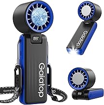 Gaiatop Portable Handheld Turbo Fan with Ice Cooler, 32H Cooling Fan Portable, 199 Speeds Personal Fans 6000mAh Rechargeable Mini Hand Held Fans LED Light, Desk Camping Travel essentials Classic Blue