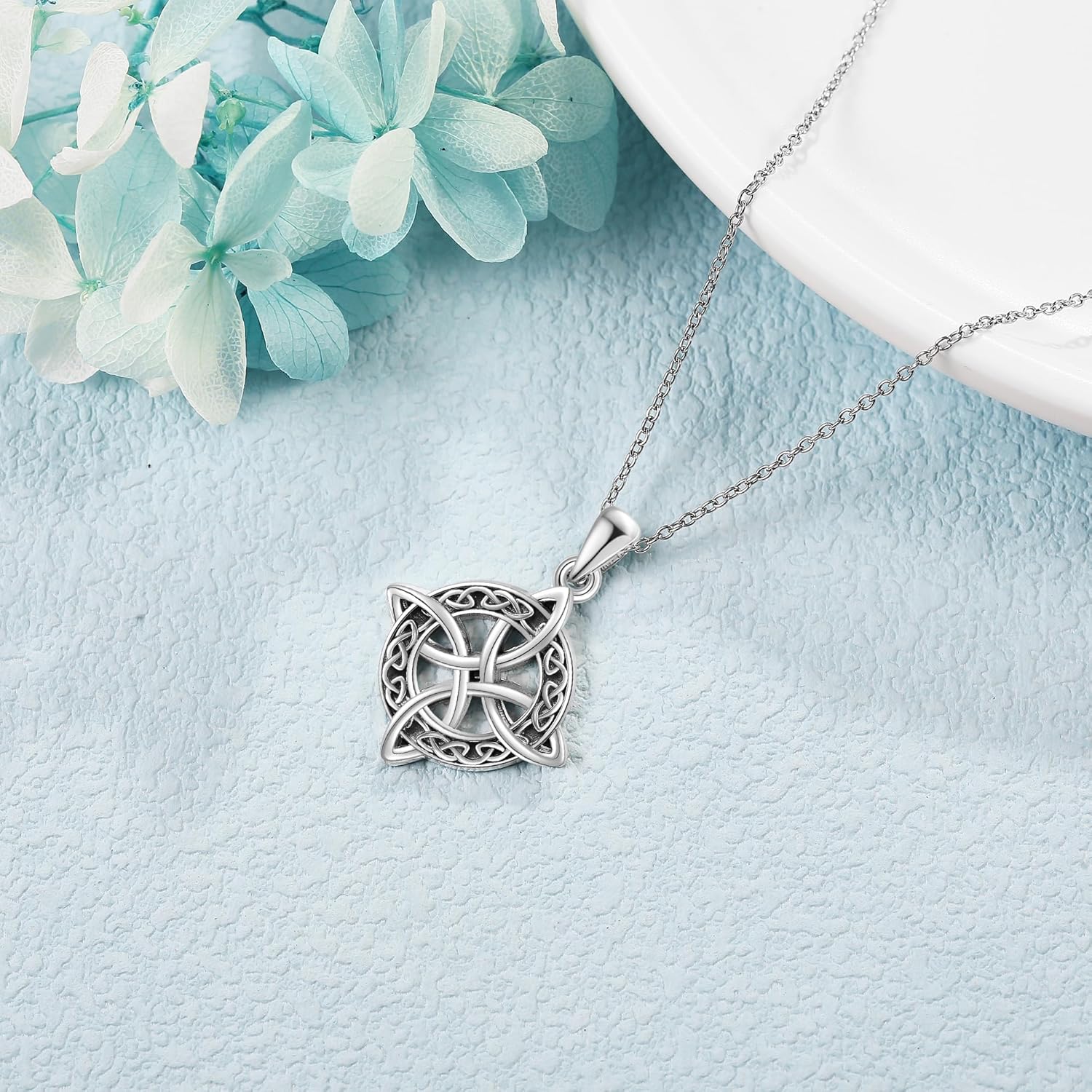 YAFEINI Witches Knot Necklace Sterling Silver Irish Celtic Witch Knot Pendant Necklace Jewelry Gift for Women Men - Image 2