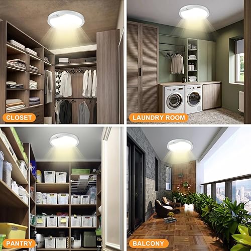 Miniatura 7 de Paquete de 2 luces de techo con sensor de movimiento de 20 W, cableadas, lámparas de techo LED activadas por movimiento interior de 9 pulgadas con 3