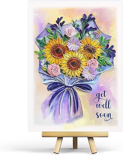 Miniatura 5 de Tarjeta de felicitación Get Well Soon, tarjeta de pluma de flor, tarjeta de recuperación rápida, tarjeta de sensación mejor, tarjeta de Quilling 3D