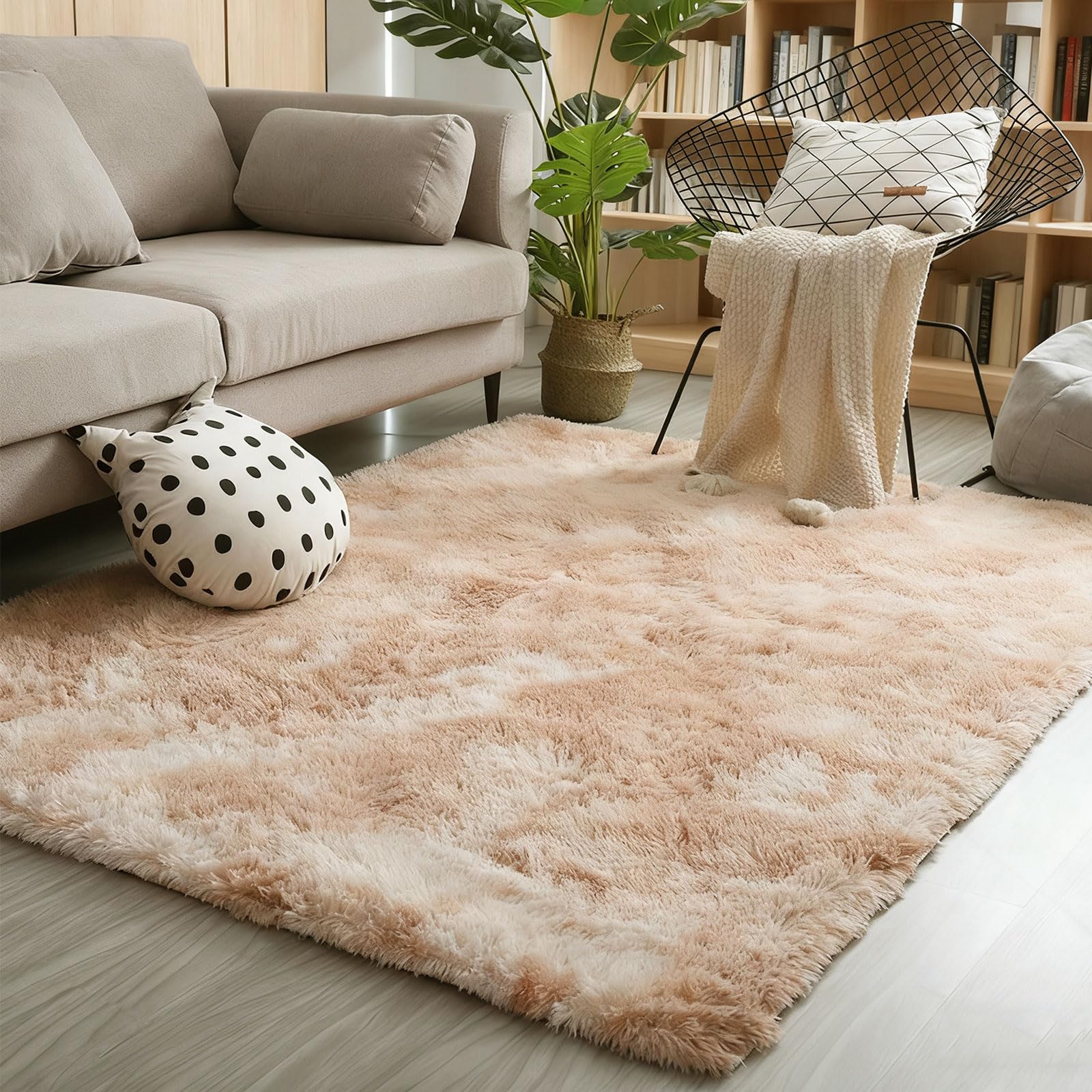 Tapis moelleux et pelucheux grand format kaki 190 x 380 cm