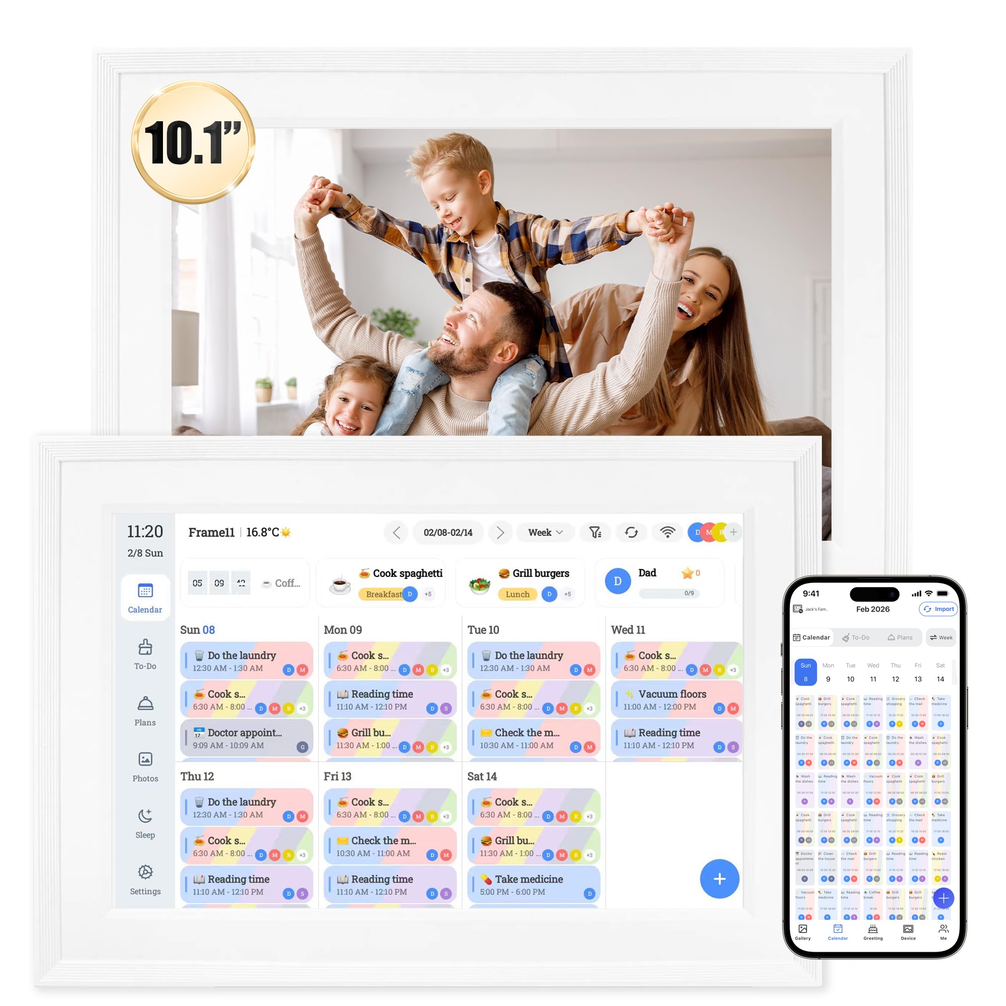 Photo 1 of 10.1-Inch Smart Digital Calendar, Interactive Touch Screen, HD Display, Wall-Mountable Family Organizer with Chore Chart, To-Do Lists & App Sync for Home & Office, Thoughtful Mother's Gift for Her