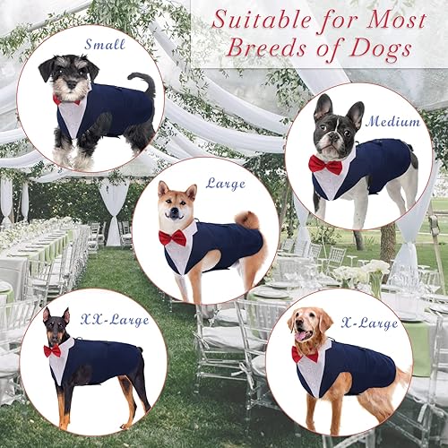 Miniatura 7 de Traje de esmoquin para perro, camisa formal de boda, disfraz de perro con pajarita para razas pequeñas, medianas y grandes, traje de príncipe con