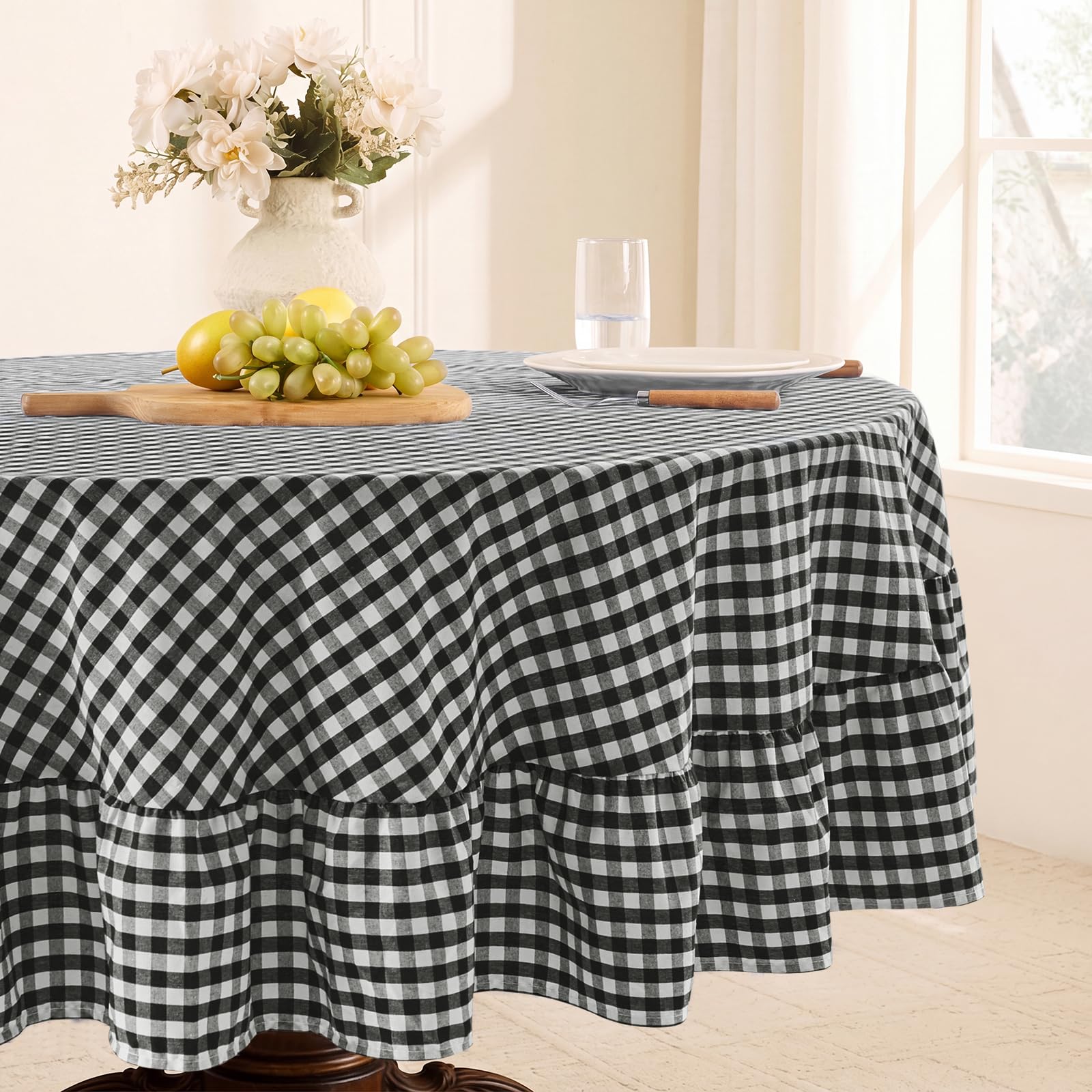 Orange Gingham Tablecloth - Ruffled Rectangle -29