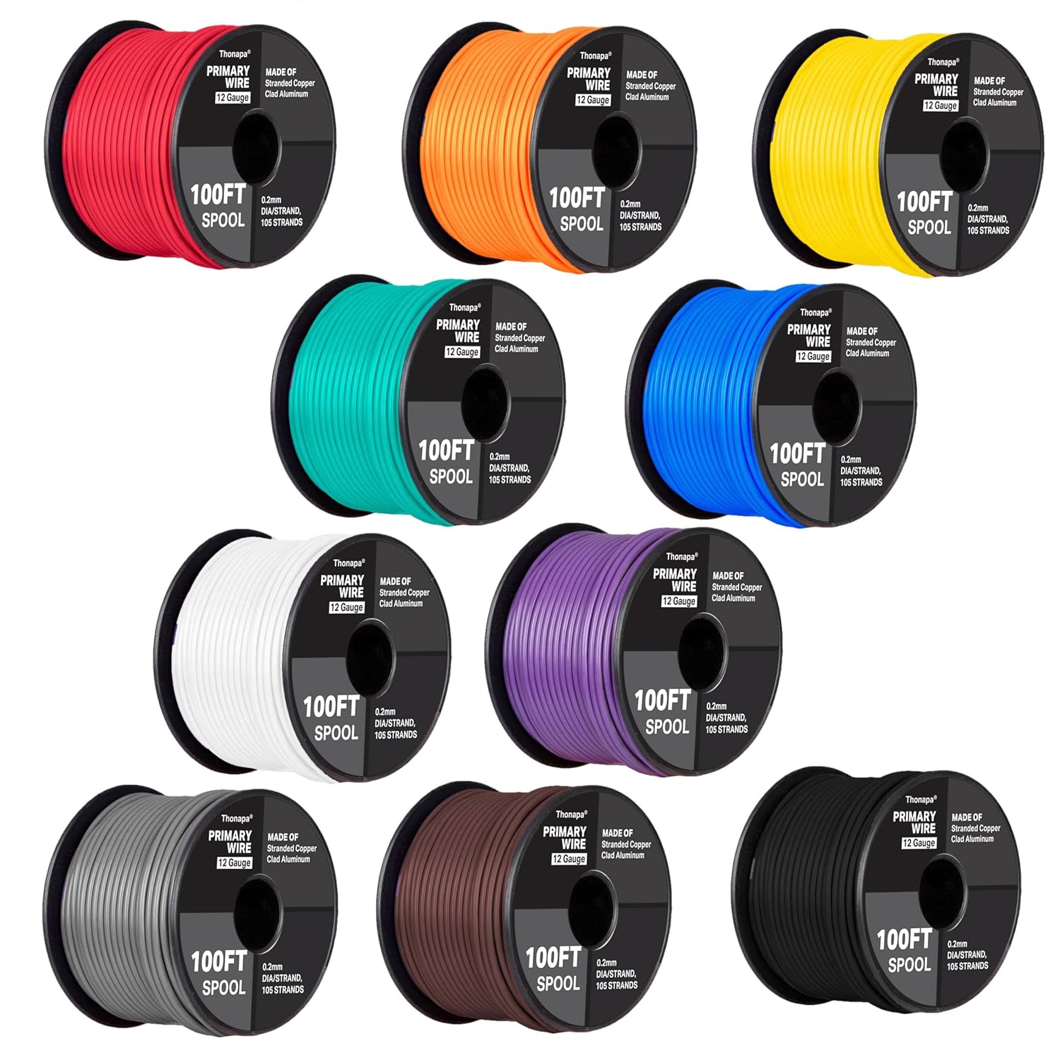 14 Gauge Automotive Wire 1000ft 10 Spools Color Coded Copper Clad Aluminum Flexible & Thick Insulation 14 Awg Wire for DIY, Automotive, Robotics, Electronics LV DC Circuits Wiring, Workshops