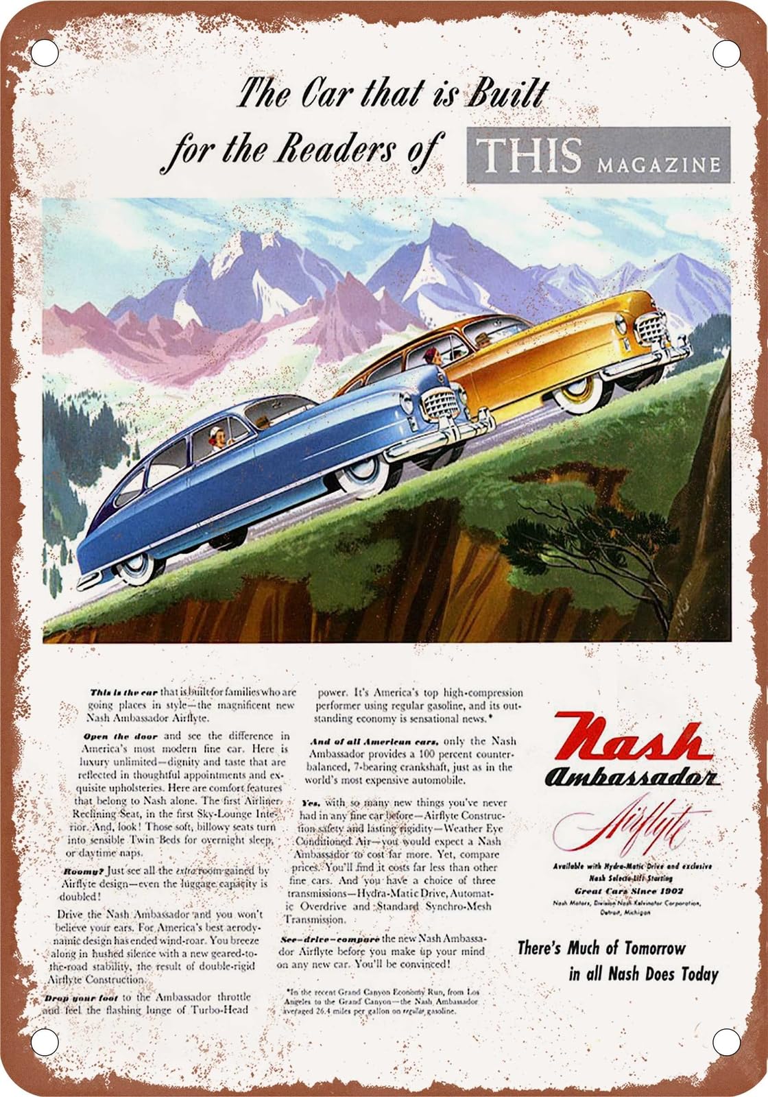 METAL SIGN - 1950 Nash Vintage Ad 04 - Old Retro Rusty Look home decor