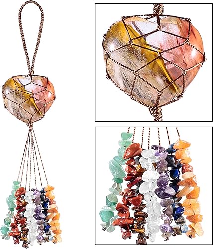 Miniatura 2 de Rockcloud Adorno colgante de cuarzo cereza volcán hecho a mano, adorno de corazón de amor curativo para decoración de ventana de yoga, meditaiton,