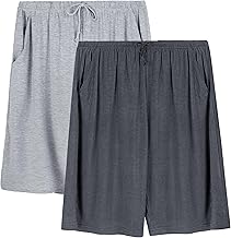 2 Pack Men's Soft Short Pyjama Bottoms Shorts Modal Sleepwear Elastic with Pockets