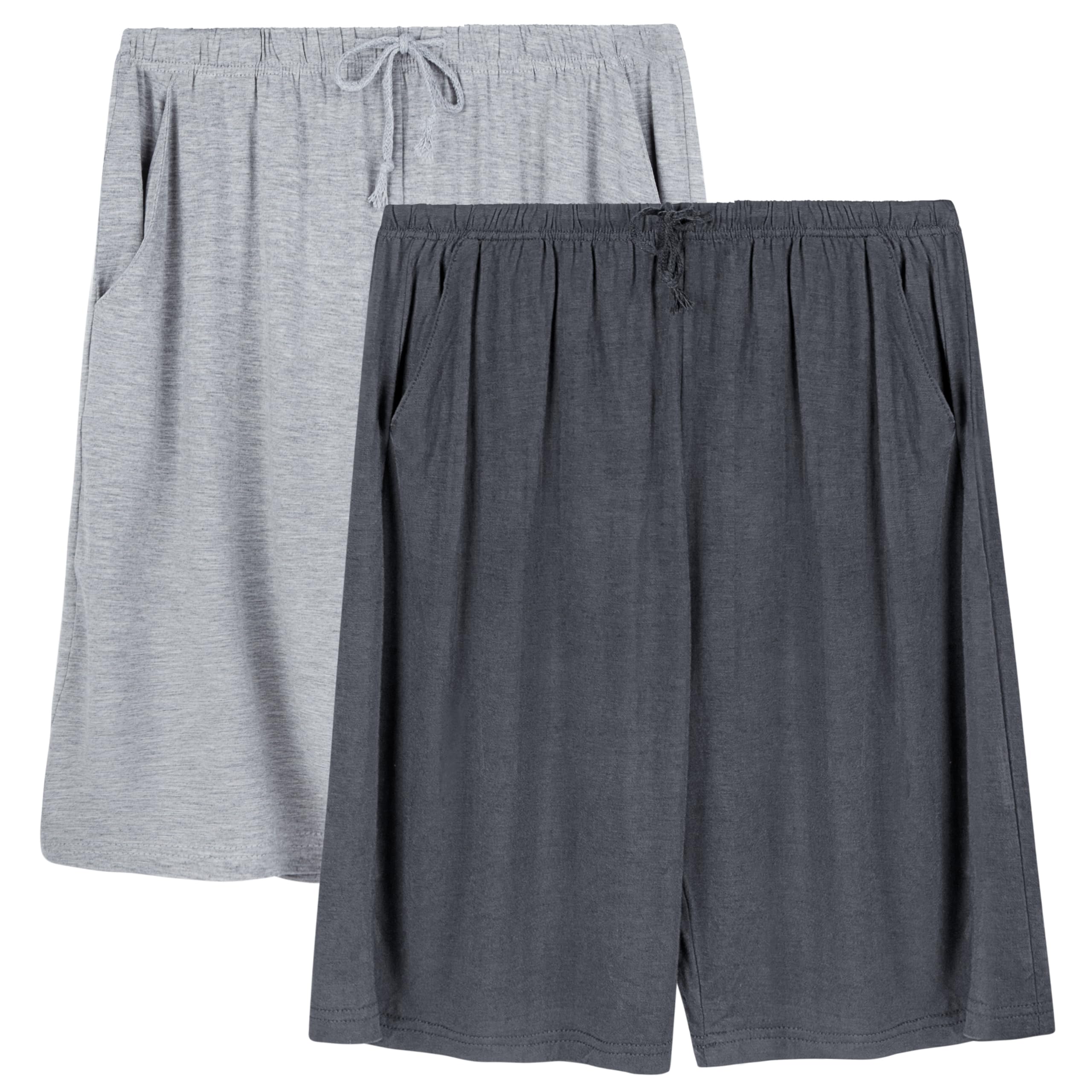 Chalier Cozy 2er Pack Pyjamahose Herren Kurz Modal Schlafanzughose Weich Verstellbare Taille, Beidseitige Taschen Geschenk zum Vatertag