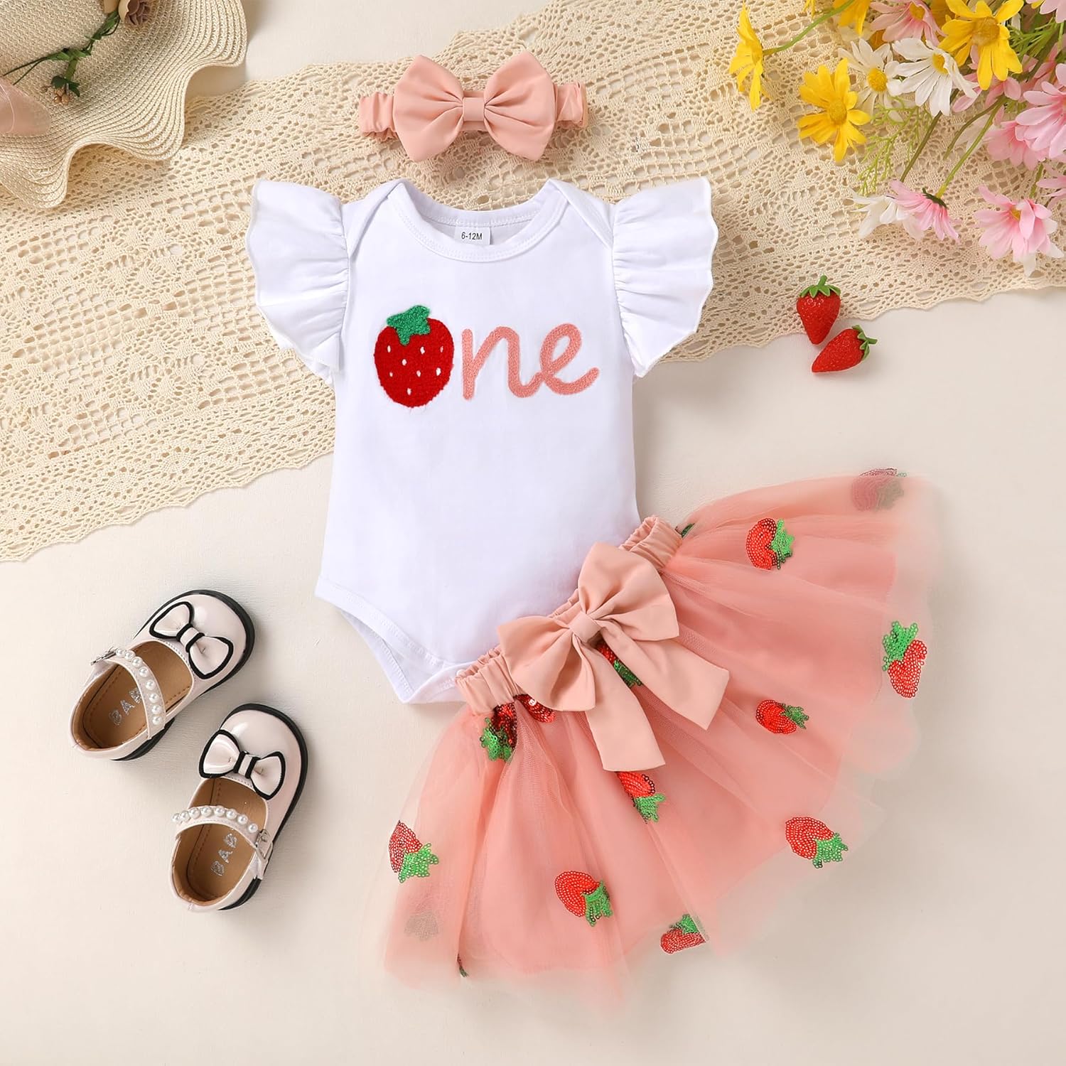 YOUNGER TREE Baby Girl 1st Birthday Outfits One Year Old Clothes Romper Tutu Cake Smash Skirt with Headband Baby Girl Gifts - Image 7
