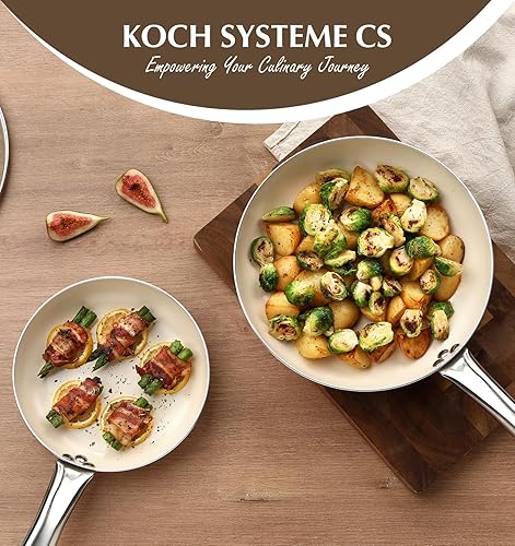 Miniatura 6 de KOCH SYSTEME CS Sartén antiadherente con tapa, sartén antiadherente de 8 pulgadas con mango de acero inoxidable que se mantiene fresco, sartén para