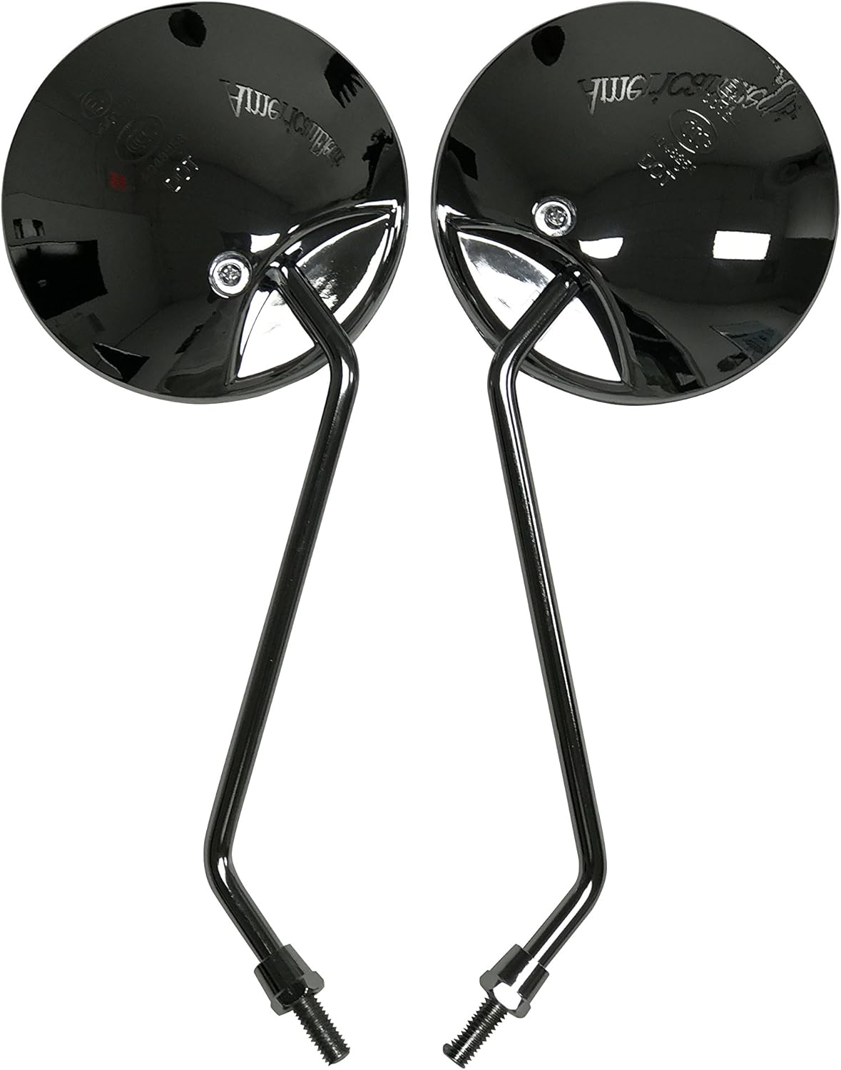 Chrome Mirrors Adjustable Set - Round Shape 8mm RH/RH Mounting for a for Gas or Electric Motorcycle/Scooter/Bike/Bicycle