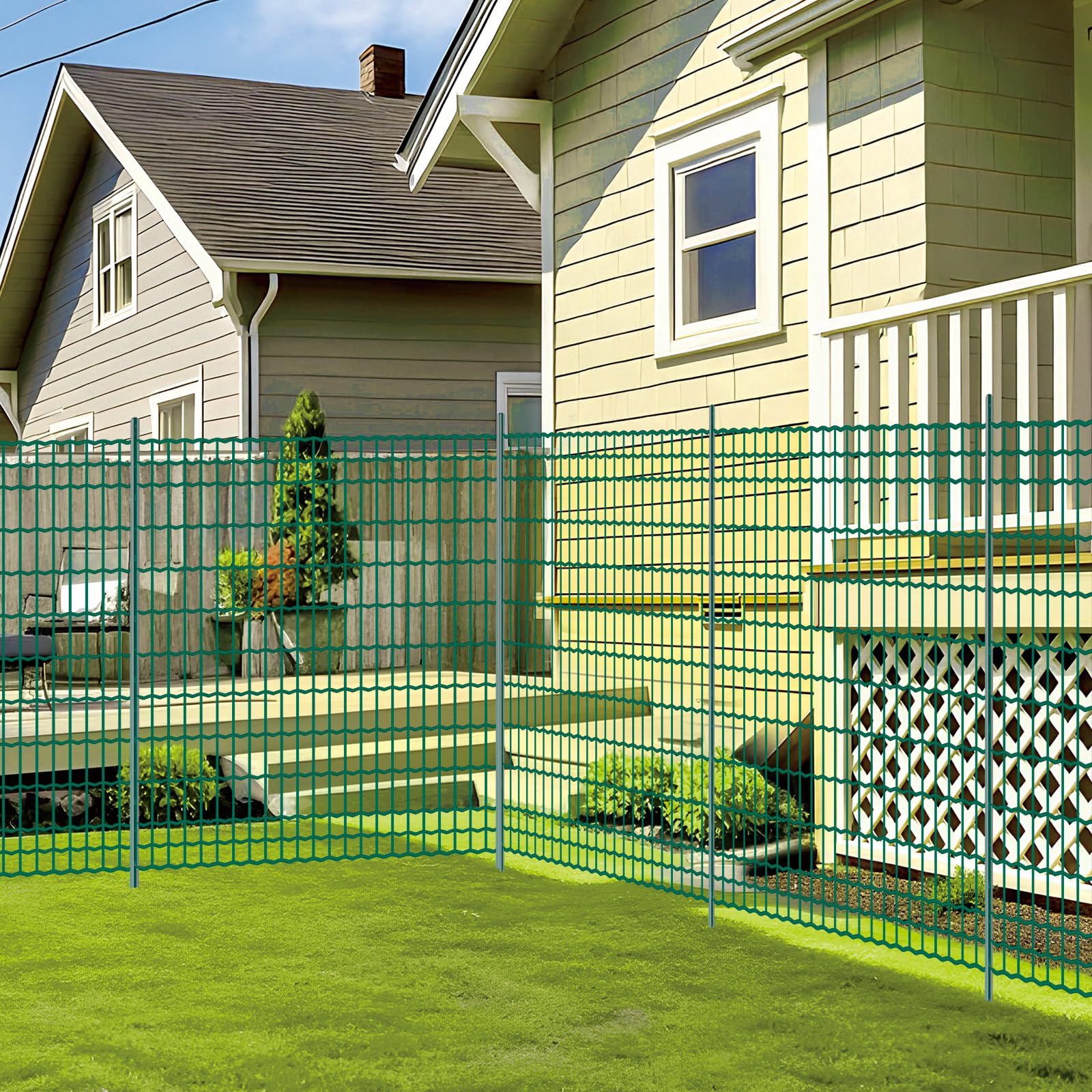 1x25m Gartenzaun Zaun PVC-beschichtet & verzinkt Maschendraht Metallzaun Drahtstärke 2,1 mm Maschen 5x5cm / 5x10cm, Tiefgrün – Robustes Drahtgeflecht für Garten, Tiere und Beet