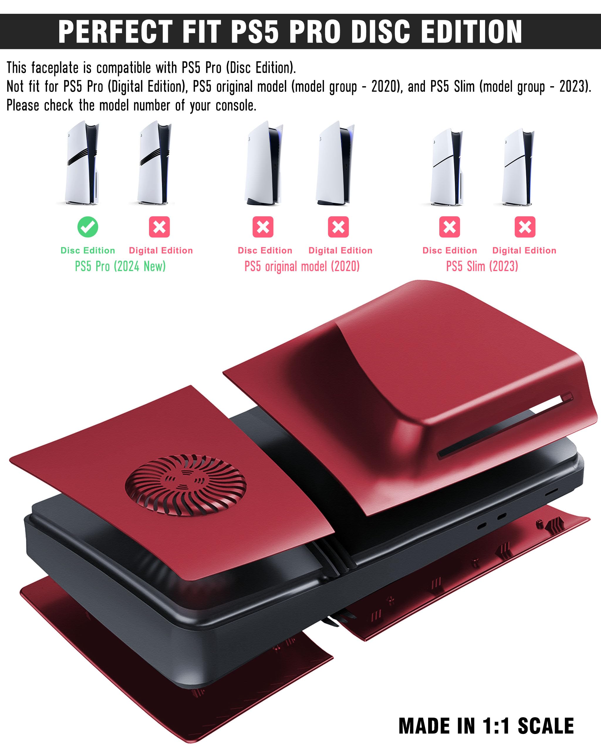 Joso Płyta czołowa do PS5 Pro wersja cyfrowa, odporna na zarysowania obudowa pyłoszczelna, osłona pasuje do konsoli PS5, płyty do akcesoriów PS5 Pro, łatwa instalacja