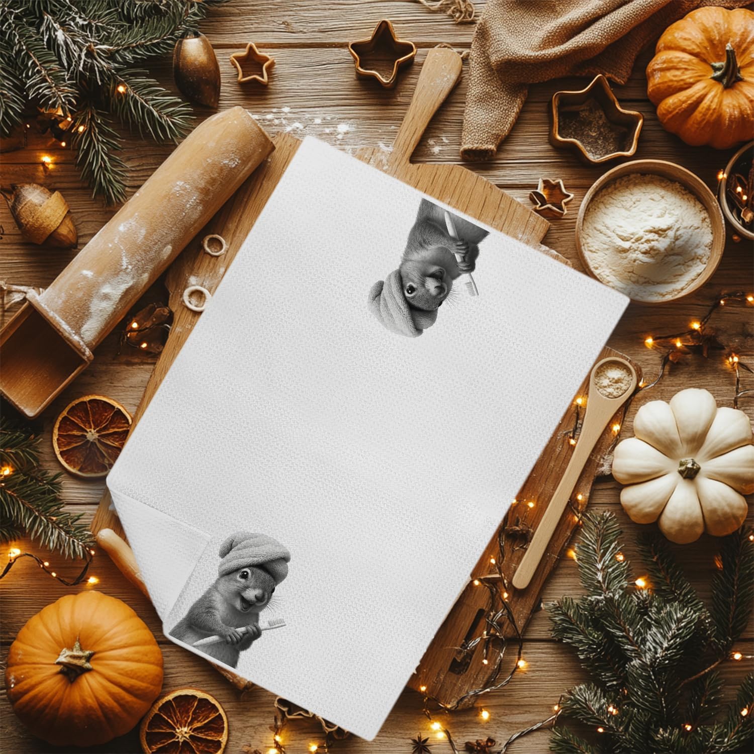 Funny Squirrel Bathroom Towel – Cute Animal Hand Towels for Bathroom Decor, Squirrel Lover Gifts for Women, Whimsical Dish Towels Tea Towels, 16x24 Inch - Image 3