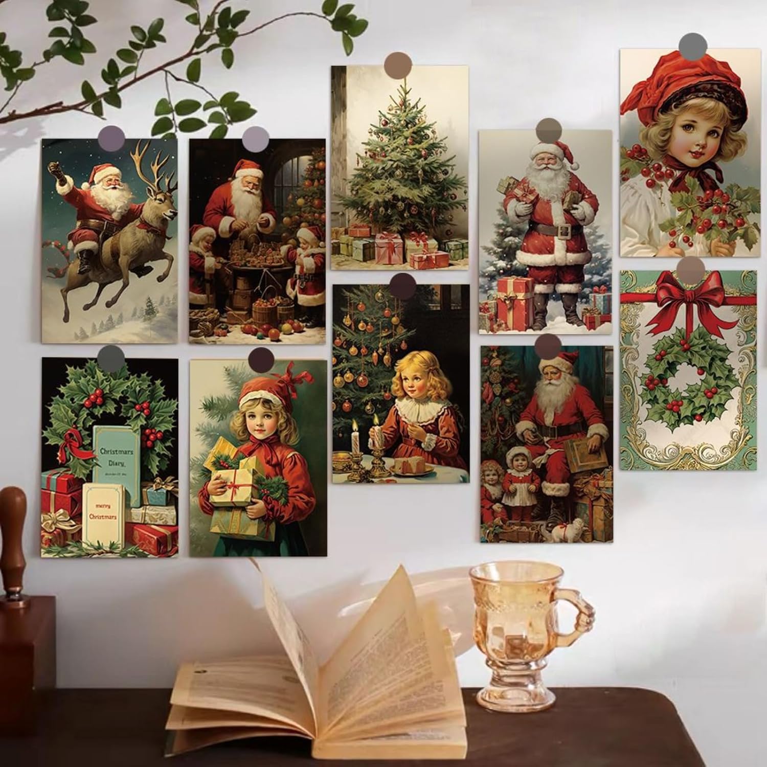 20 Pcs Vintage Christmas Greeting Cards Xmas Greetings Cards Santa Christmas Reprint Antique Postcard Set for Home Office - Image 2