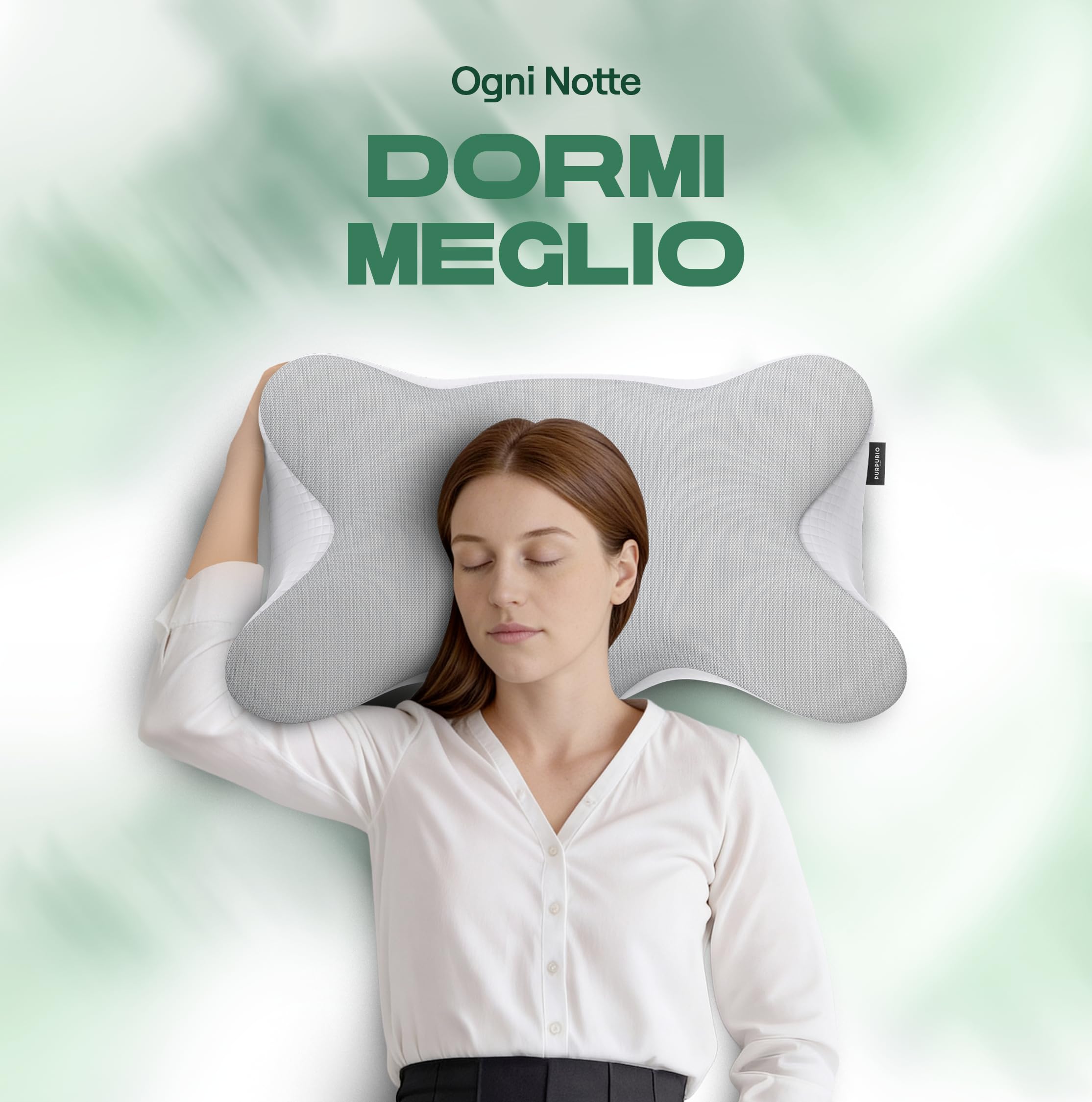 Linea Vertebra™ Cuscino Cervicale per Dormire - Cuscino Ergonomico con 2 Livelli di Altezza in Memory Foam - Cuscino Antirussamento con Federa Sfoderabile e Lavabile