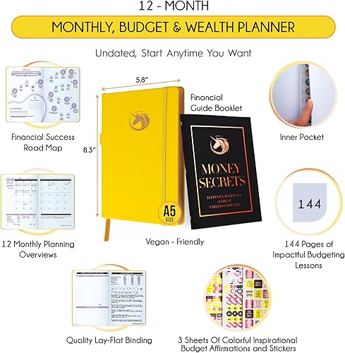 Miniatura 2 de Planificador financiero, planificador de presupuesto mensual y organizador de facturas mensuales, viaje de 12 meses a la libertad financiera,