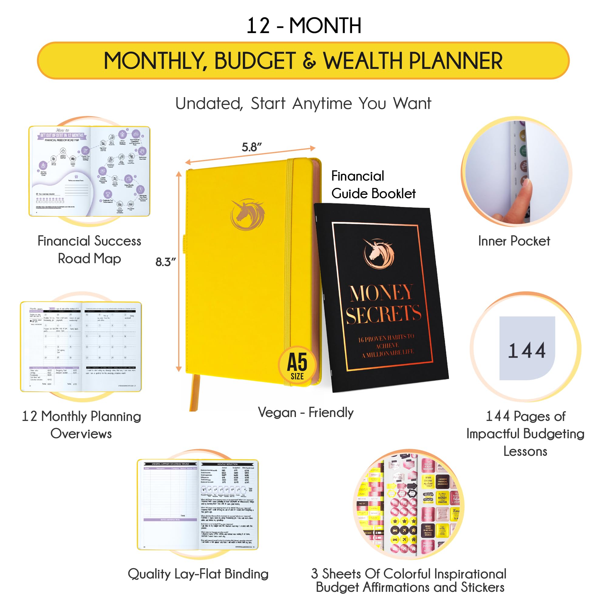 Organizzatore mensile non aggiornato e organizzatore mensile di fatture – Un viaggio di 12 mesi verso la libertà finanziaria, pianificatore mensile del libro di budget