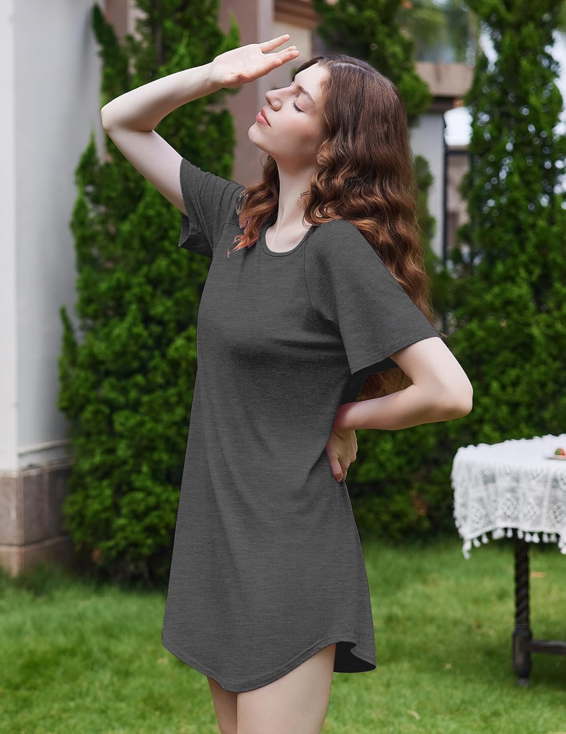 Ekouaer Nightgowns for Women 3 Pack Sleep Shirts Short Sleeve Nightshirt Pullover Nightdress Soft Sleepwear S-XXXL - Image 4