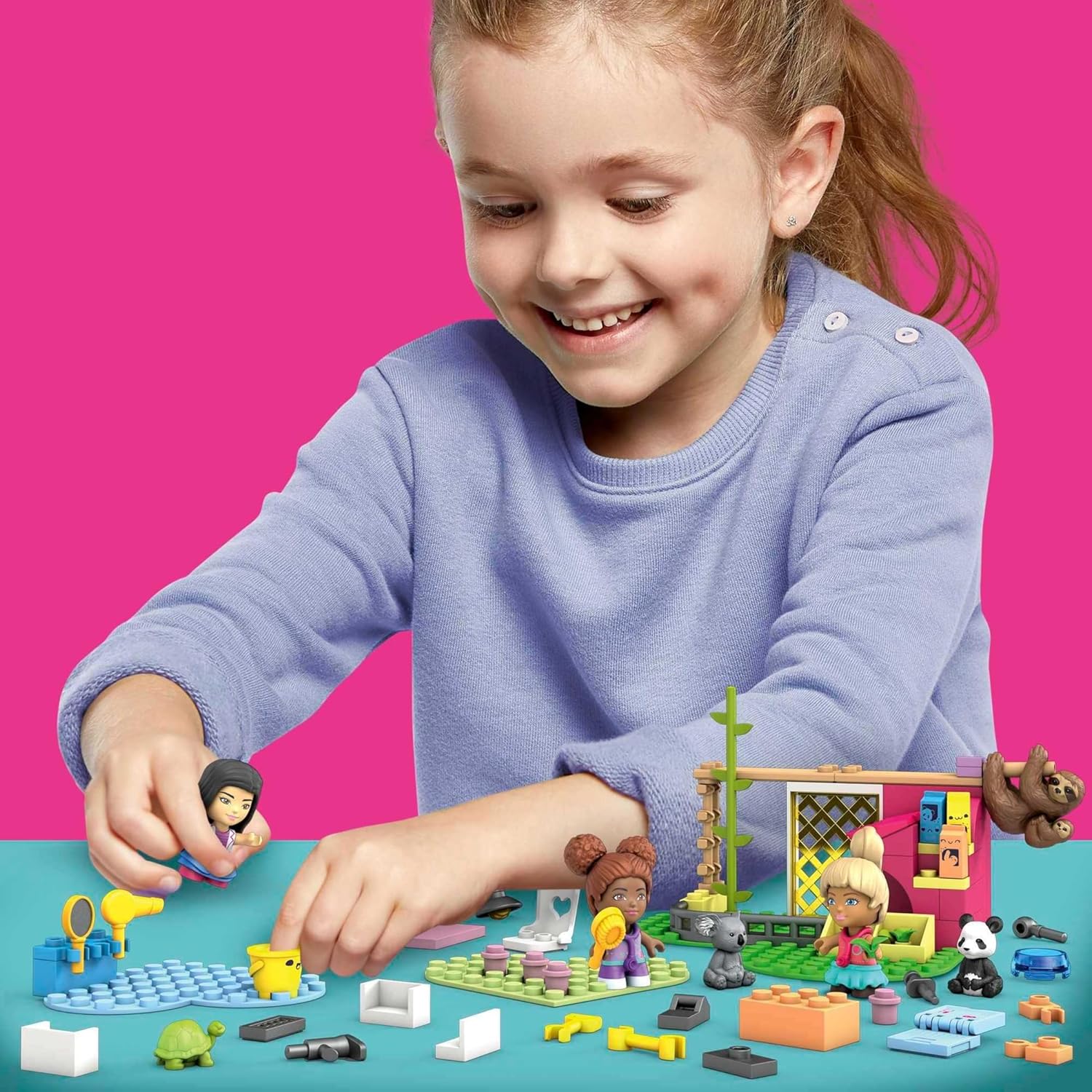 MEGA Construx Barbie Kids Building Blocks Toy Set, Animal Grooming Station with 97 Pieces, 3 Micro-Dolls, Barbie Pets and Accessories, Ages 4+ Years - Image 2