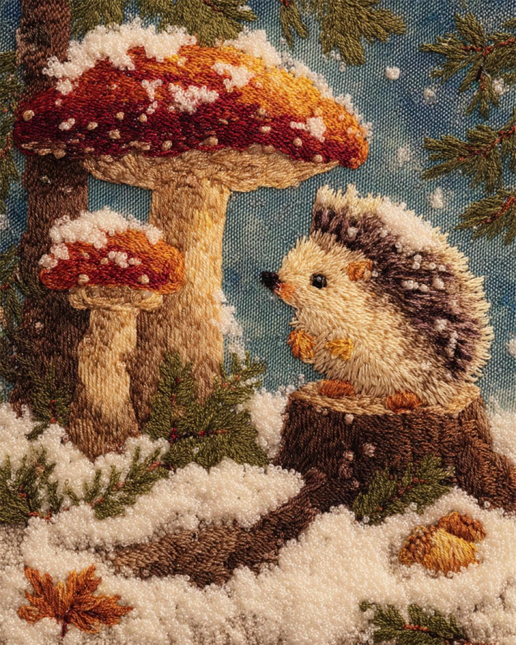 AMBATTERY Animal Rug Making Kit Hedgehog and Mushroom Rug Making Kits Latch Hook Cushion Kit DIY Crafts for Home and Party Decoration 33x45in