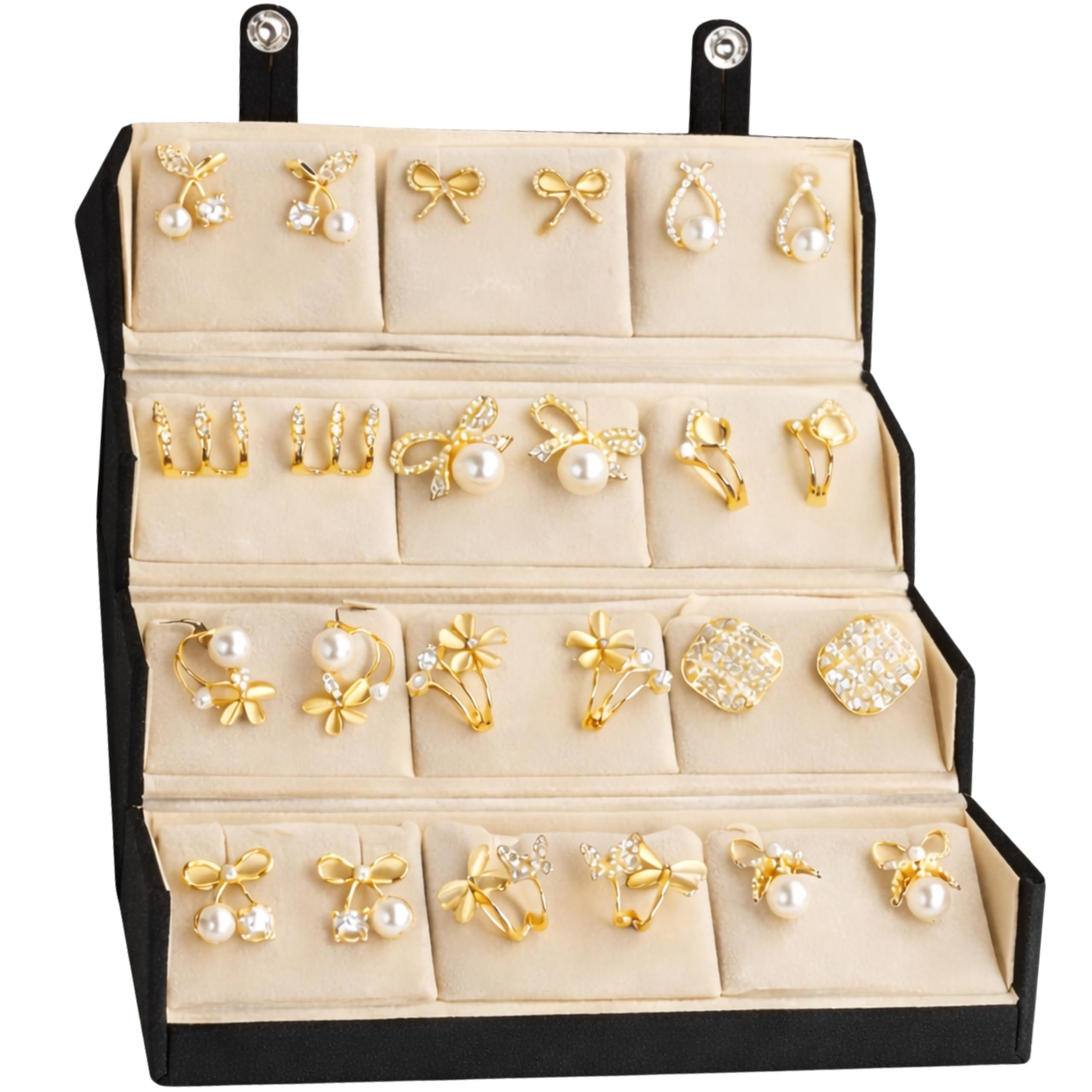 Courage Be The Change 12 Pairs Gold Pearl & Crystal Stud Earrings Set for Women – Cute Bow | Flower & Heart Designs – Lightweight Fashion Jewelry for Girls | Parties & Daily Wear-image-35