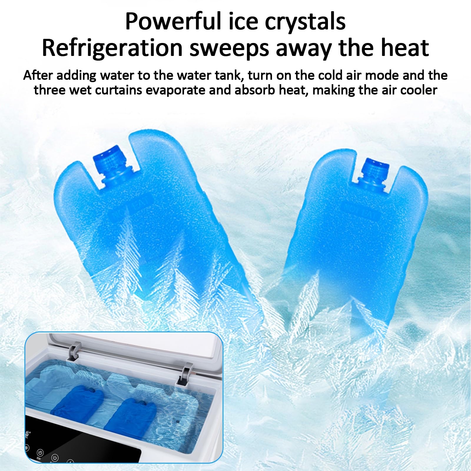 Refroidisseur d'air Portable pour la Maison avec 4 glacières – Refroidisseur d'air 3 en 1, 3 Vitesses, réservoir d'eau roulettes de 40 L, Ventilateur de climatiseur sans fenêtre (Couleur