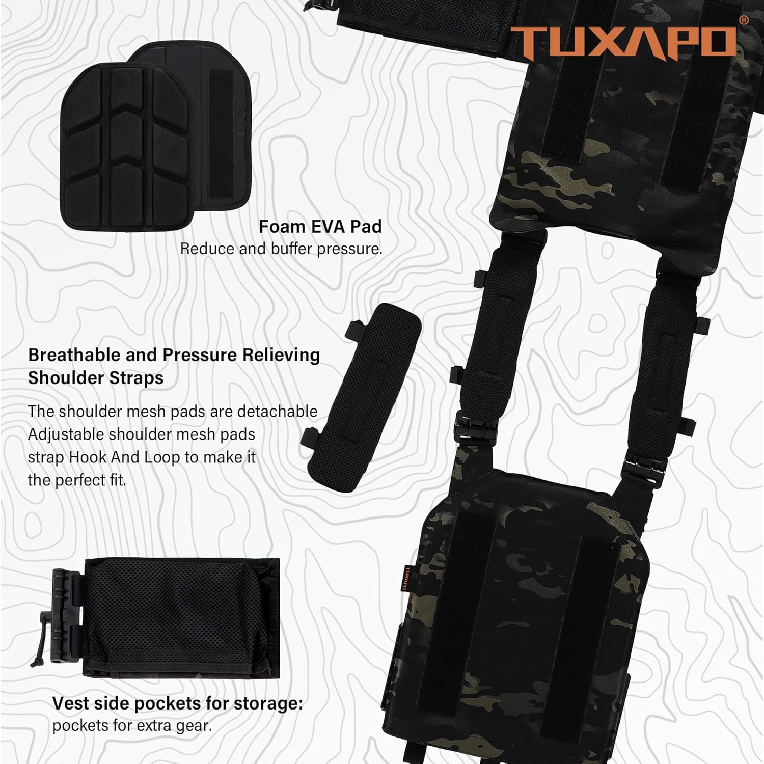 Tactical Molle Quick Release Buckles Vest with Triple mag Pouch Set Laser Cutting Lightweight Adjustable Vests - Image 4