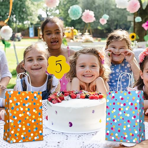 Miniatura 5 de Patelai 30 bolsas temáticas de lunares con papel de seda y asas, coloridas bolsas de papel kraft para regalos de fiesta de cumpleaños, boda, baby