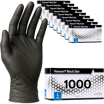 Einweghandschuhe 1000 St ck L Nitrilhandschuhe Schwarz Puderfreie latexfreie Einmalhandschuhe Rei fest & feinf hlig EN 455 & EN 374 Gr. XS S M L XL