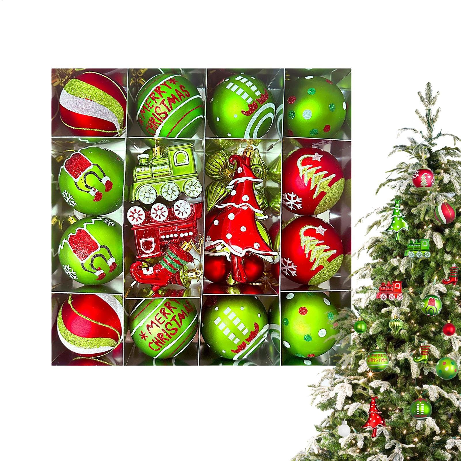 Weihnachtsschmuck aus Kugeln, bruchsicher | Baumschmuck für Weihnachtsbaum, für Feiertage im Innen- und Außenbereich, für Baumkranz