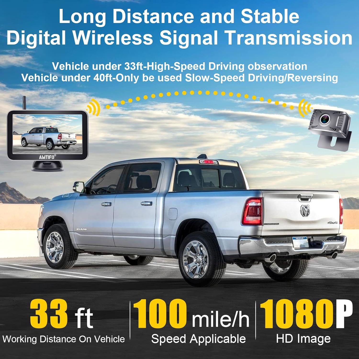 Wireless Backup Camera System - 7" HD 2K Monitor With Night Vision For Trucks