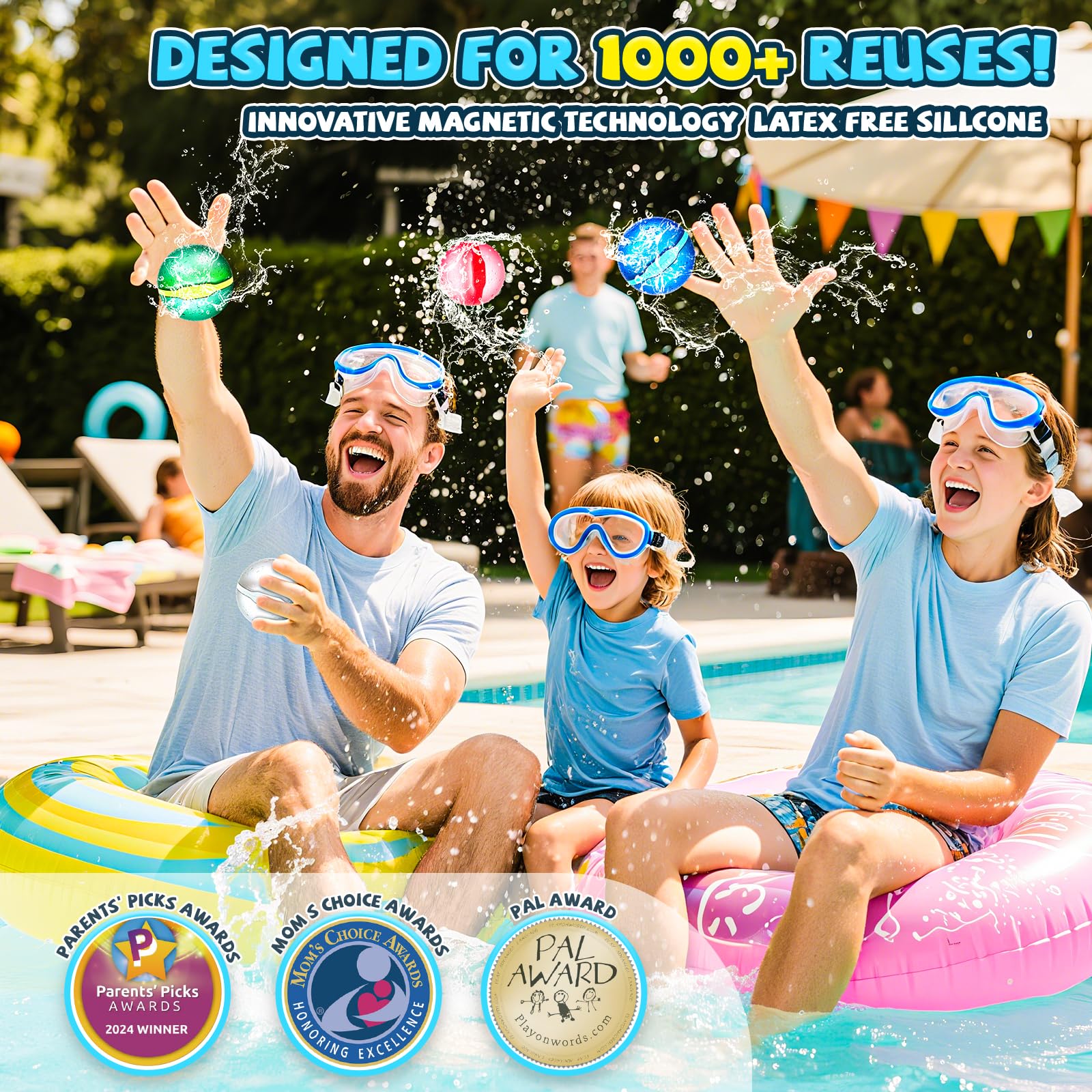 Magnetische Wasserbälle, wiederverwendbare Wasserballonbomben für Kinder ab 3 Jahren, selbstdichtend, schnell befüllbar, Sommerspielzeug für Pool, Strand und Hinterhof, Spritzspaß