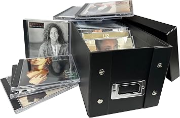 CheckOutStore CD Jewel Cases Storage Box - Organize and Protect Your Music Collection - Holds 29 CDs - Easy Assembly - Sleek and Modern Design Pack of 5