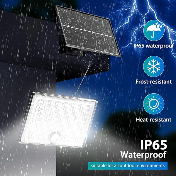 Lampe Solaire Extérieur avec Détecteur de Mouvement, Lumière Solaire Extérieur avec 4 modes 8500K 1500mAh IP65 Étanche, 2 Pièces - 5