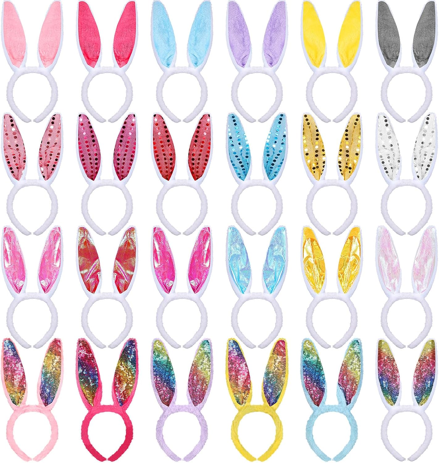 Yinder 48 Pcs Bunny Ears Headband Easter Rabbit Hair Hoop Cute Rabbit Ear Hairband for Birthday Party Favors Cosplay Supplies(Multi Style)