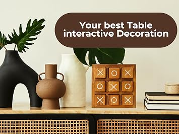 BSIRI Wooden XO Blocks Tic Tac Toe Travel Game Coffee Tabletop Family Living Room Decoration Games Night for Adults for Desk and Bookshelf Decor Unique Wood Gifts 5.5 Inch