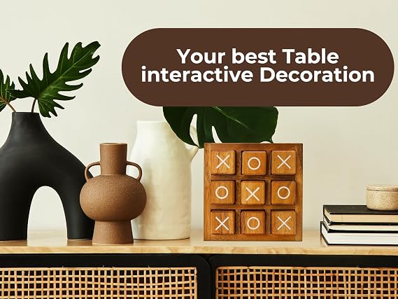 BSIRI Wooden XO Blocks Tic Tac Toe Travel Game Coffee Tabletop Family Living Room Decoration Games Night for Adults for Desk and Bookshelf Decor Unique Wood Gifts 5.5 Inch